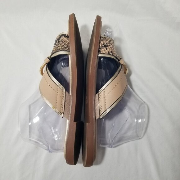 River Island Womens US 9 Slip On Snake Print Gold Chain Ring Embellished Sandal - Picture 11 of 15